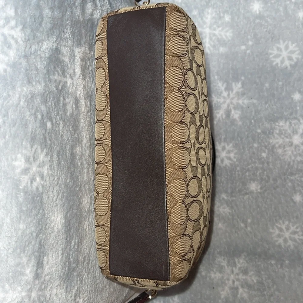 Coach Signature Mixed Leather Satchel/ crossbody / tote bag Brown - Picture 6 of 13